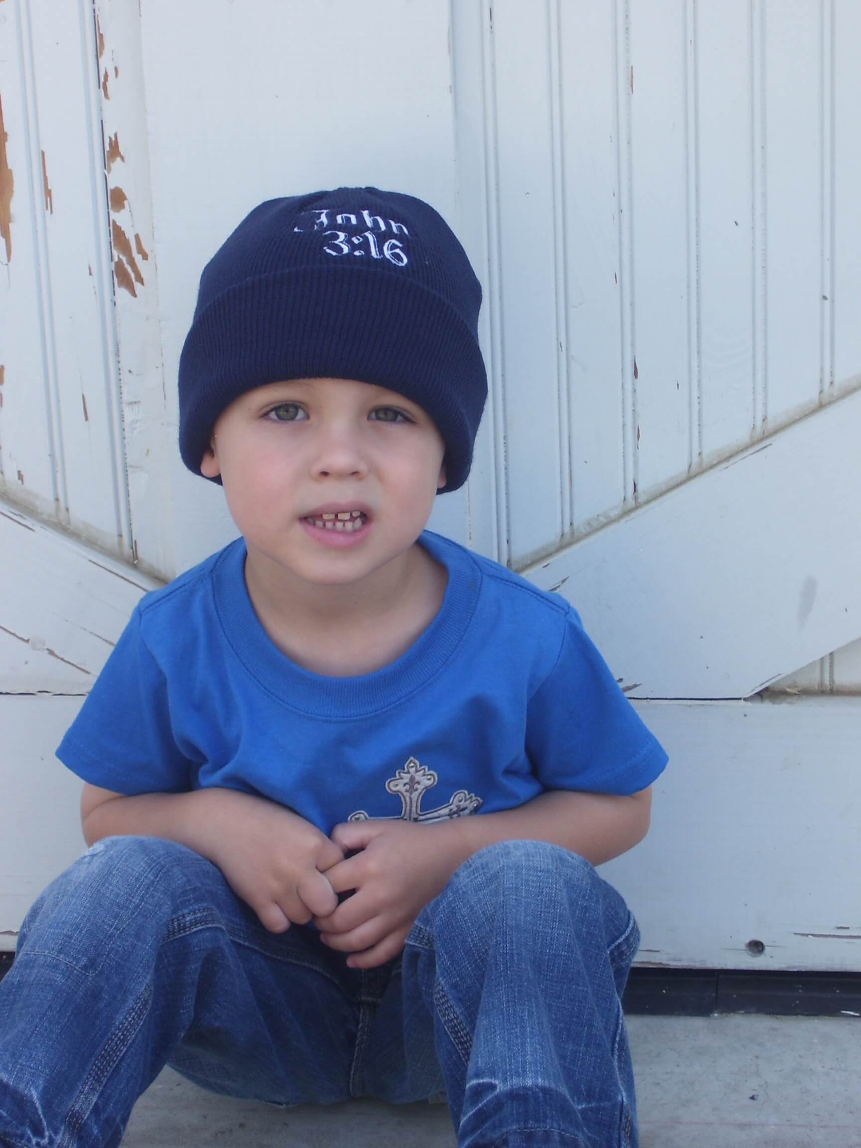 Blue Scripture Beanie by Kristian Alexandre™